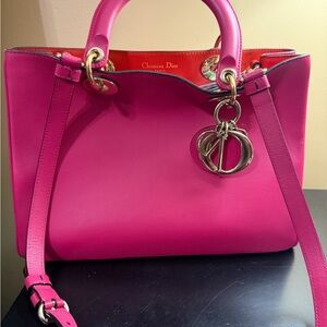 🔥 Lady Dior Pink Leather Tote with Gold Hardware